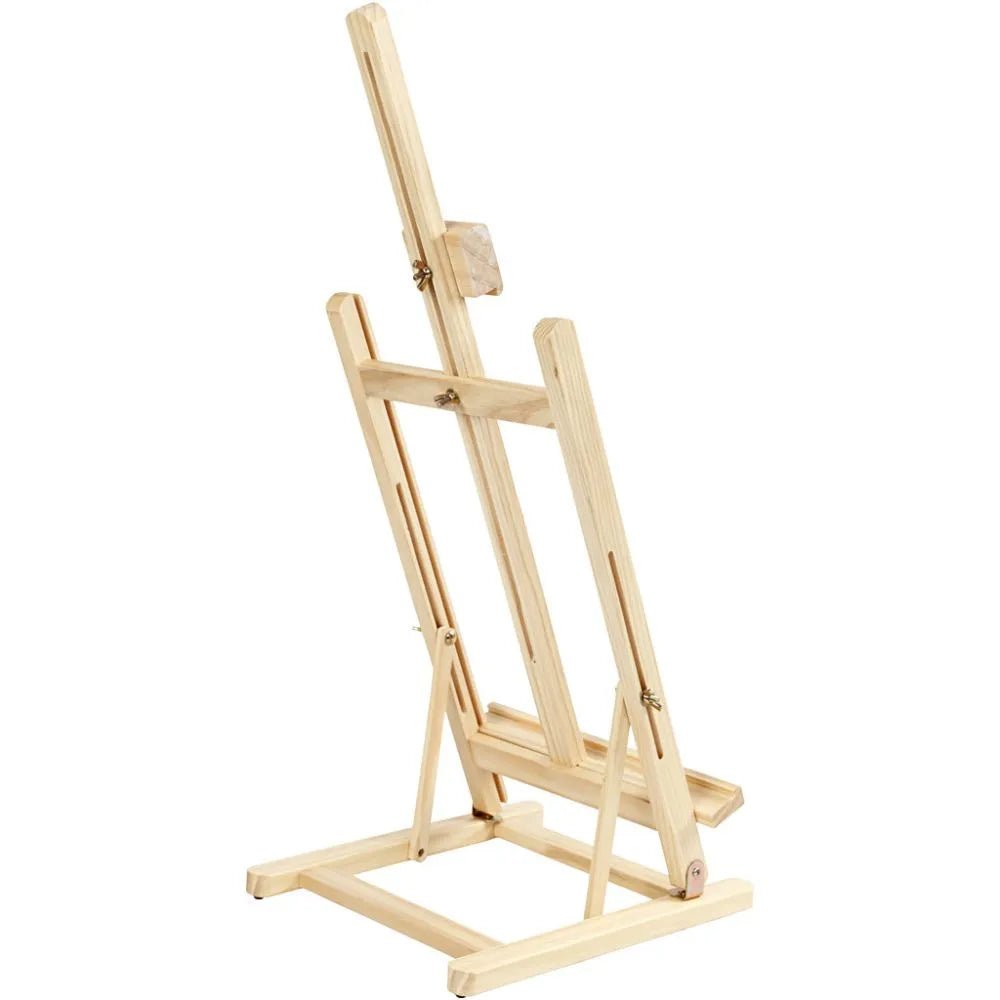 Easel Foldable Table Top With Support For Canvas Painting Crafts 79 cm Elm Wood