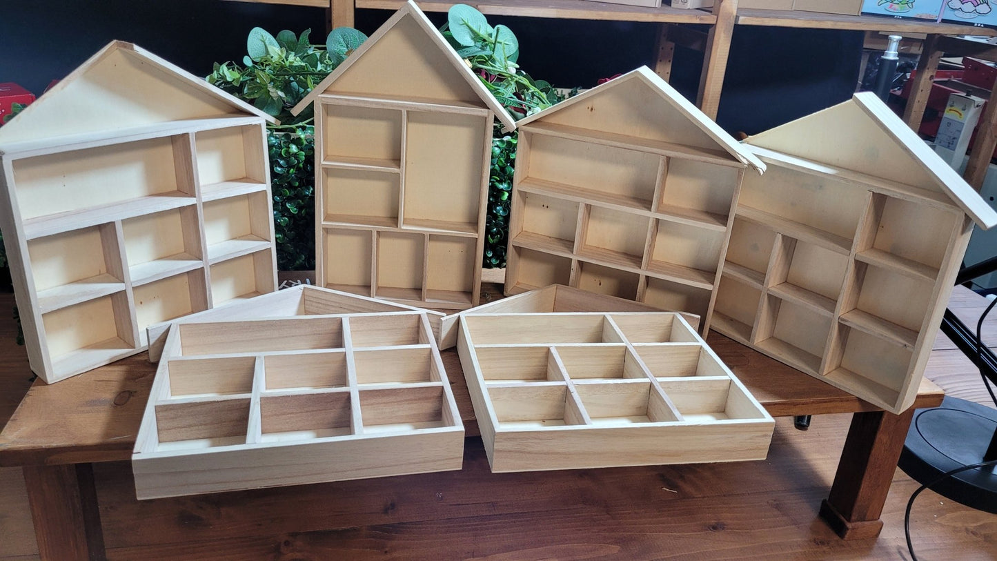 Empress Tree Wood House - Shaped Shelving System – 7 & 9 Compartments - SECONDS Clearance - Home - Crafts