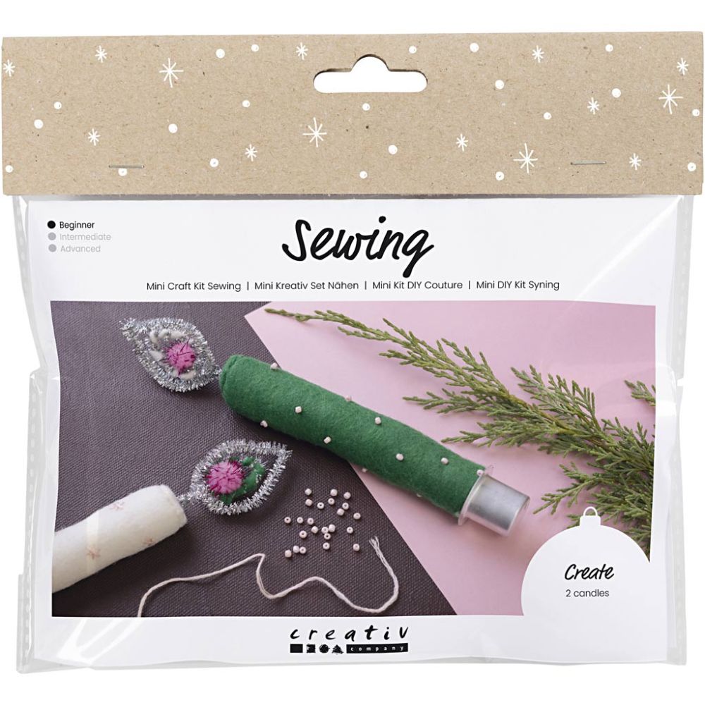 Felt Forever Candle Sewing Kit - Create Festive Fabric Candles with Beads & Pom - Poms - Home - Crafts