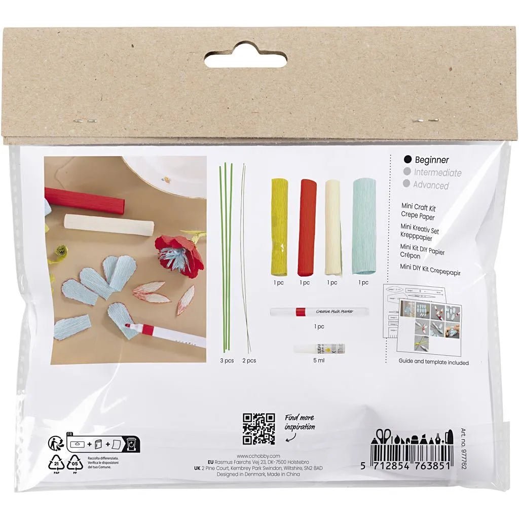 Flower Bouquet Pastel Mini Crepe Paper Kit - All Materials & Instructions - Home-Crafts
