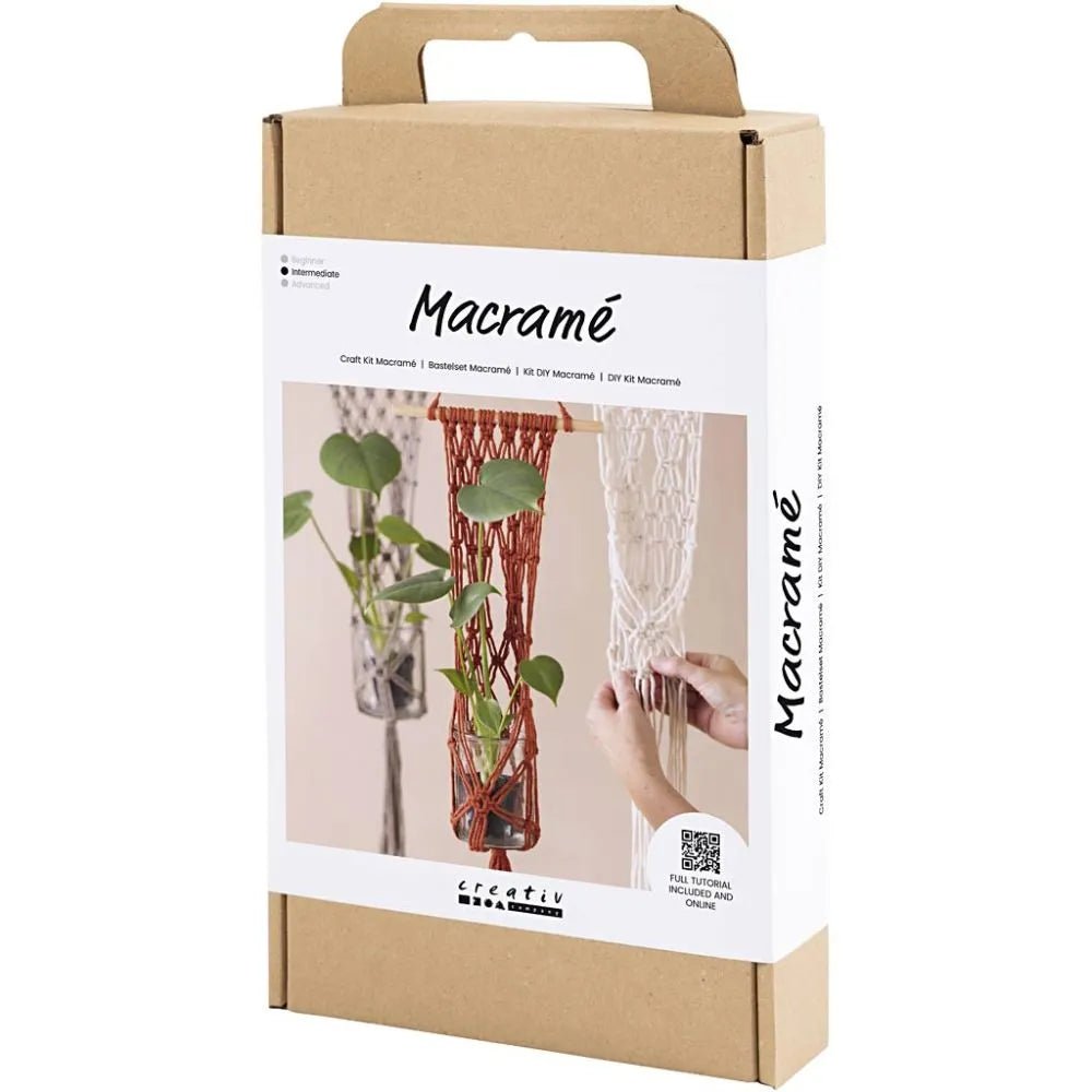 Flower Hanger Macramé Mini Craft Kit Wood Rings Beads - All Materials Instructions Included