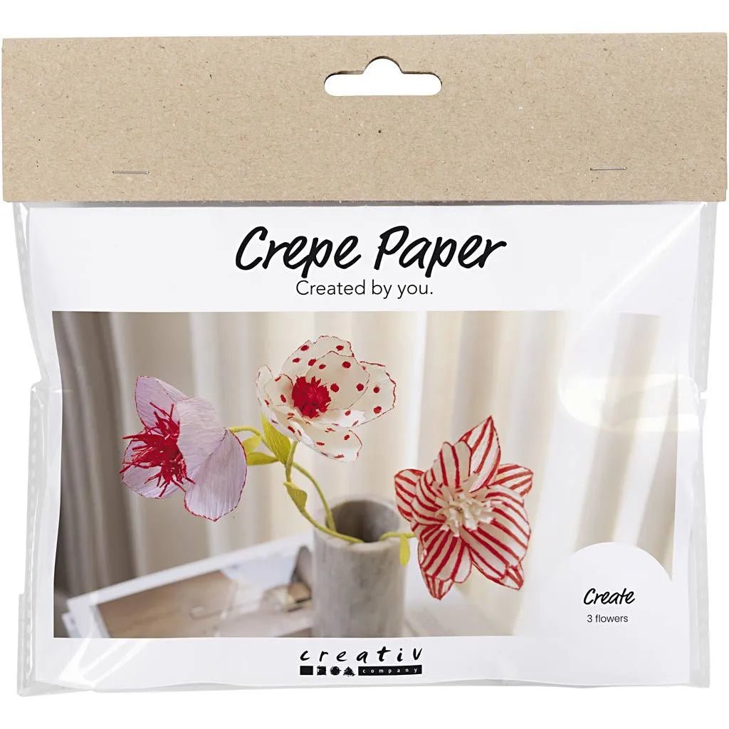 Flower Pastel Colours Mini Crepe Paper Craft Kit | All Materials & Instructions - Home-Crafts