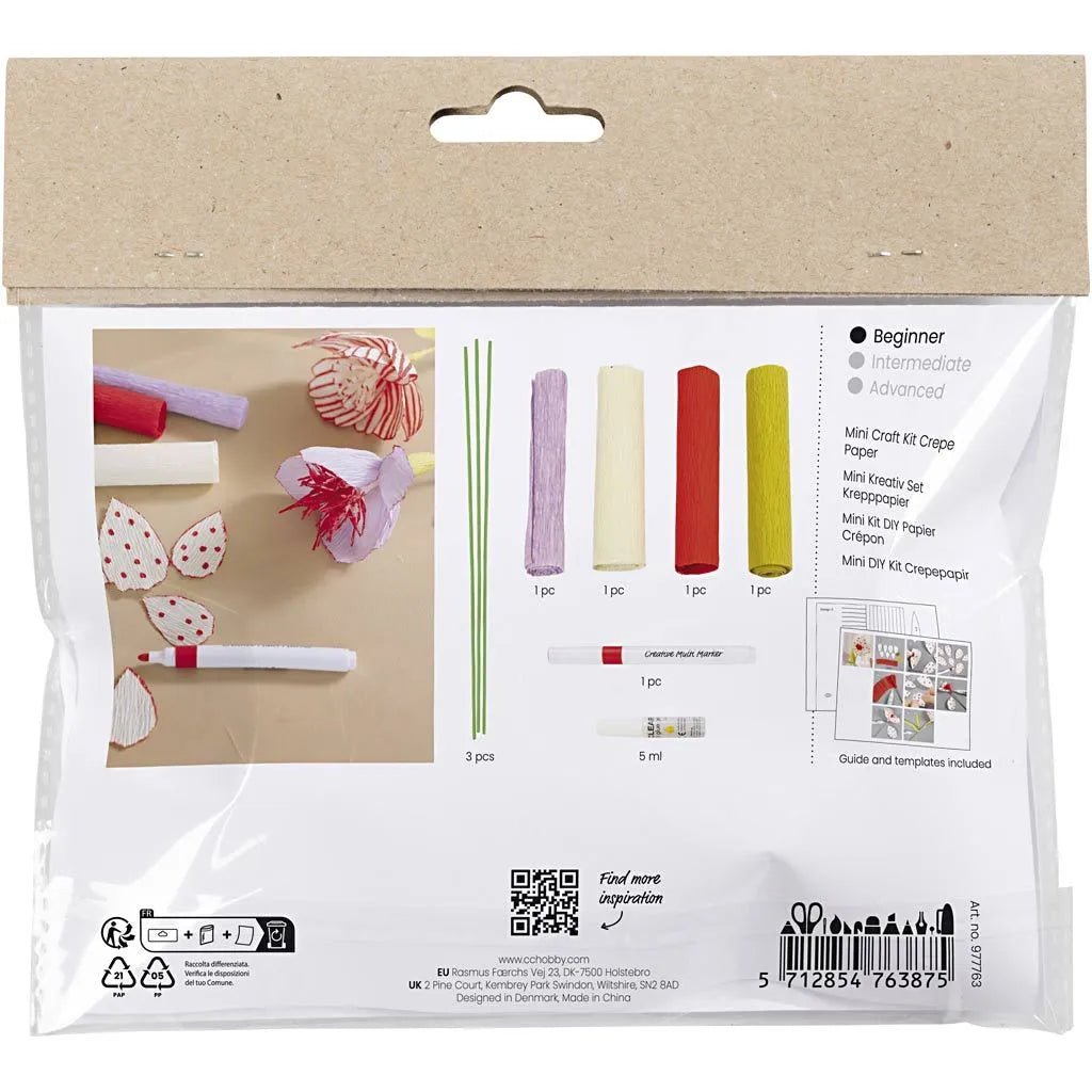 Flower Pastel Colours Mini Crepe Paper Craft Kit | All Materials & Instructions - Home-Crafts