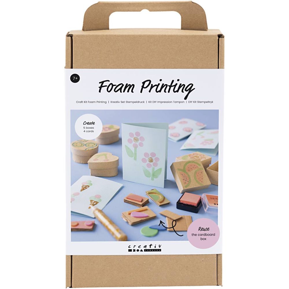 Foam Stamp Printing Kit for Kids - Decorate Boxes & Cards with Custom Stamps - Home - Crafts