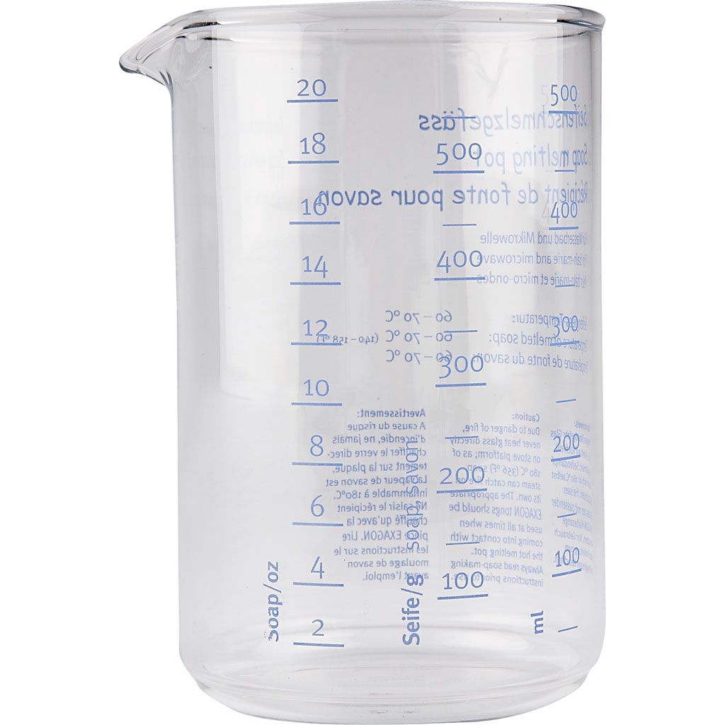 Glass Melting Pot 500ml with Pour Spout & Measurements - Candle Soap Wax - Home-Crafts