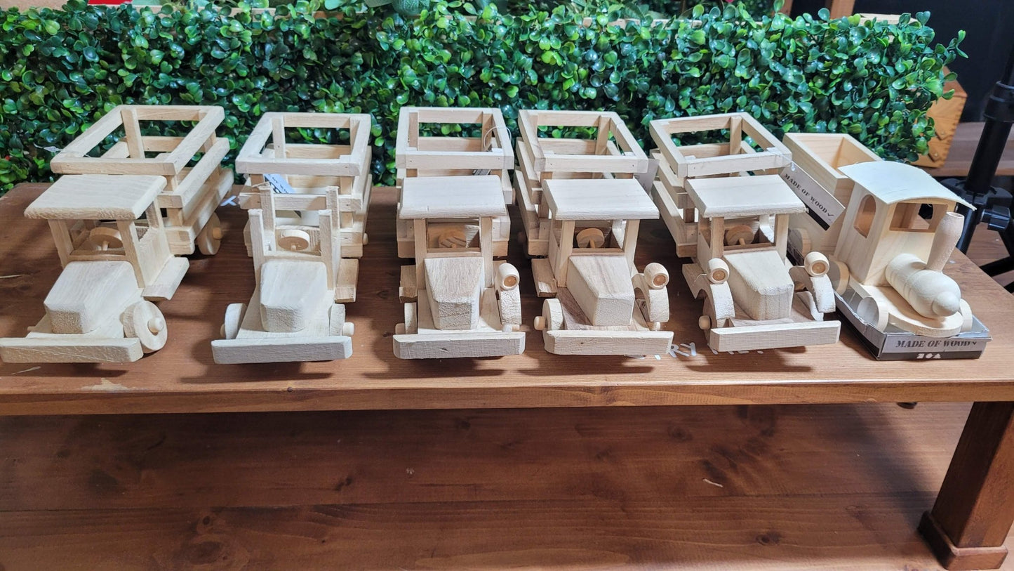 Grade C Plywood Truck Vehicle Decoration Crafts 22x7.5x11 cm Job Lot of 5 + 1 Train - Home - Crafts