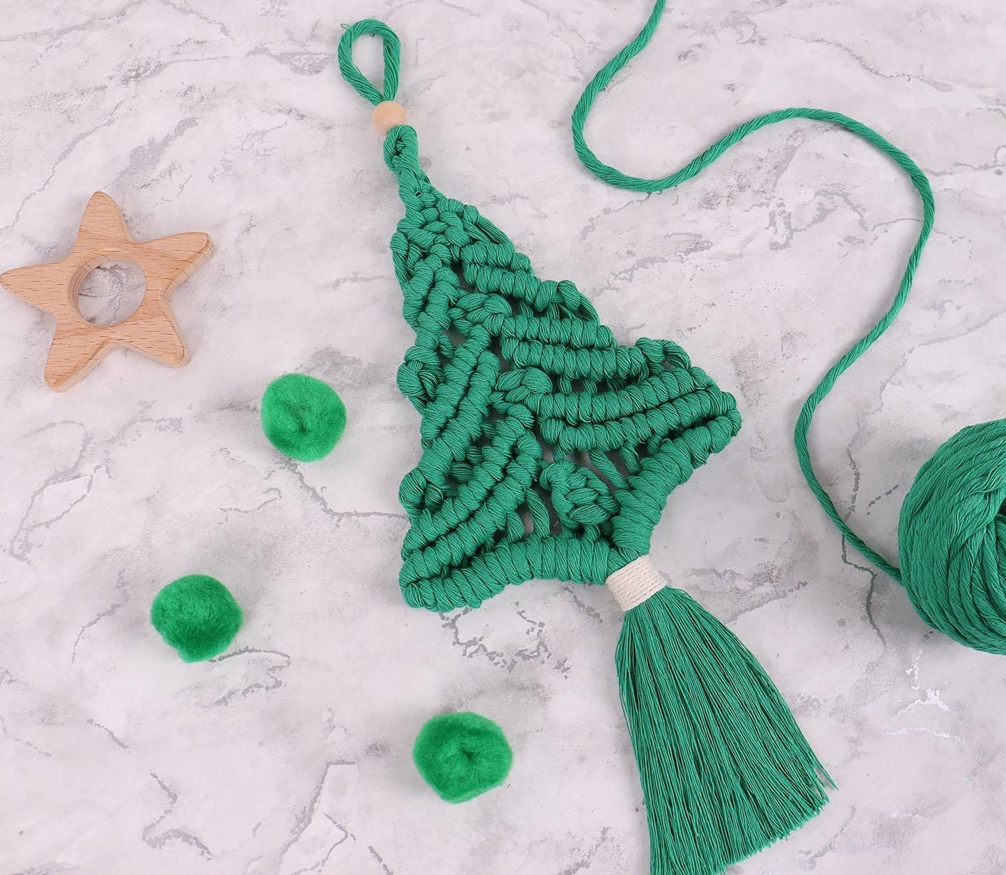 Green Tree Ornament Begginers Macramé Kit - All Materials & Instructions Included
