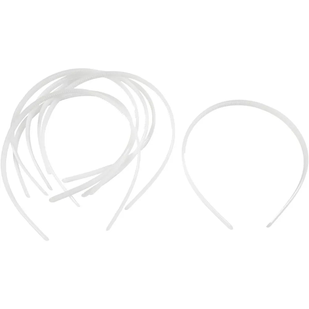 Hair Band Packs for Women - Elastic Plastic Narrow 8mm Wide White or Assorted