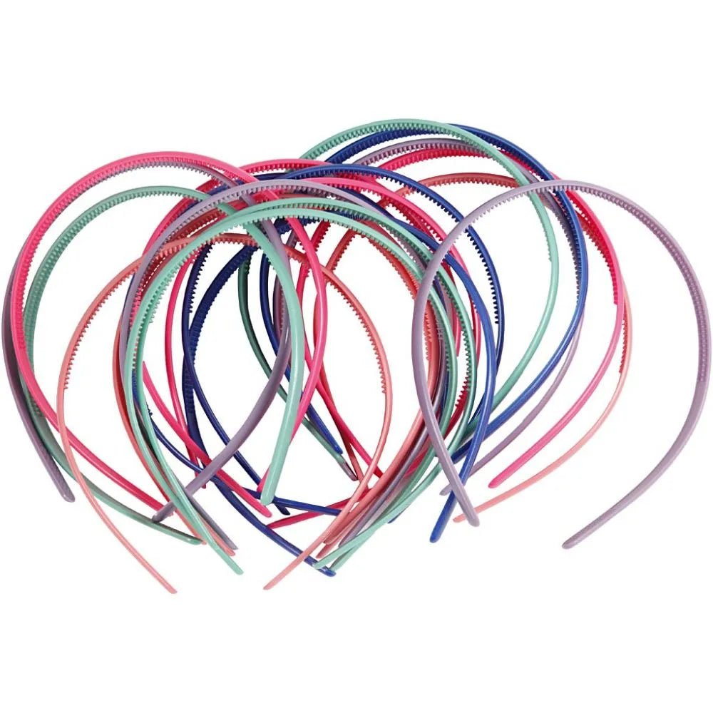 Hair Band Packs for Women - Elastic Plastic Narrow 8mm Wide White or Assorted