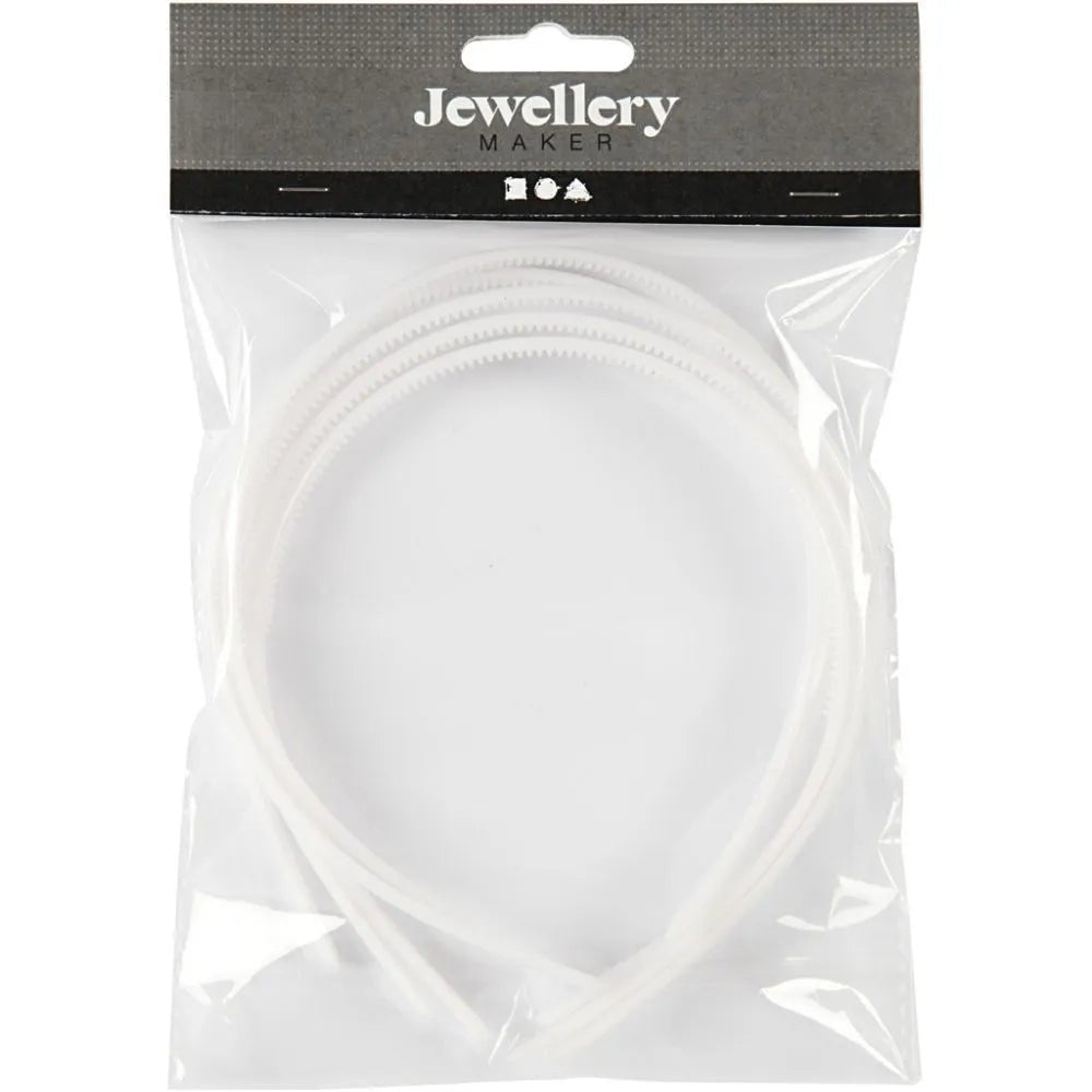 Hair Band Packs for Women - Elastic Plastic Narrow 8mm Wide White or Assorted