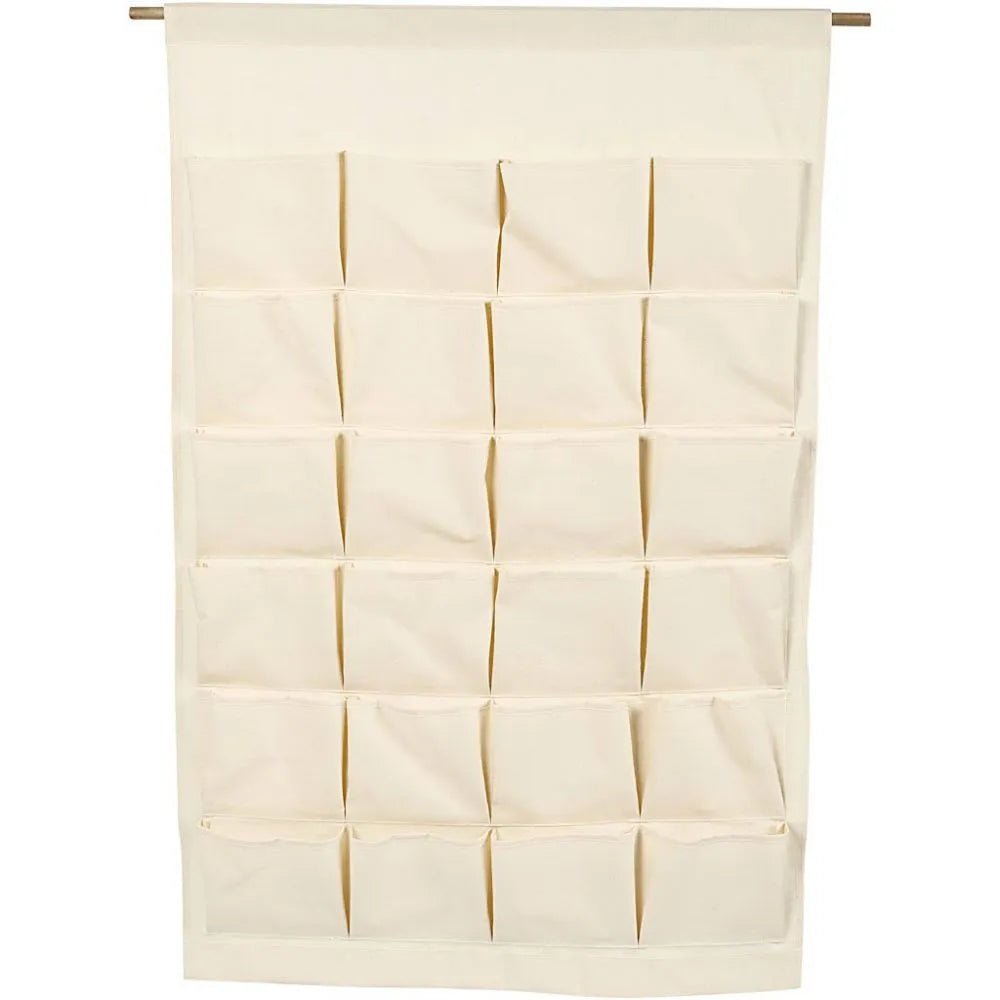 Hanging Canvas Organiser Natural White Pockets Christmas Filler Advent