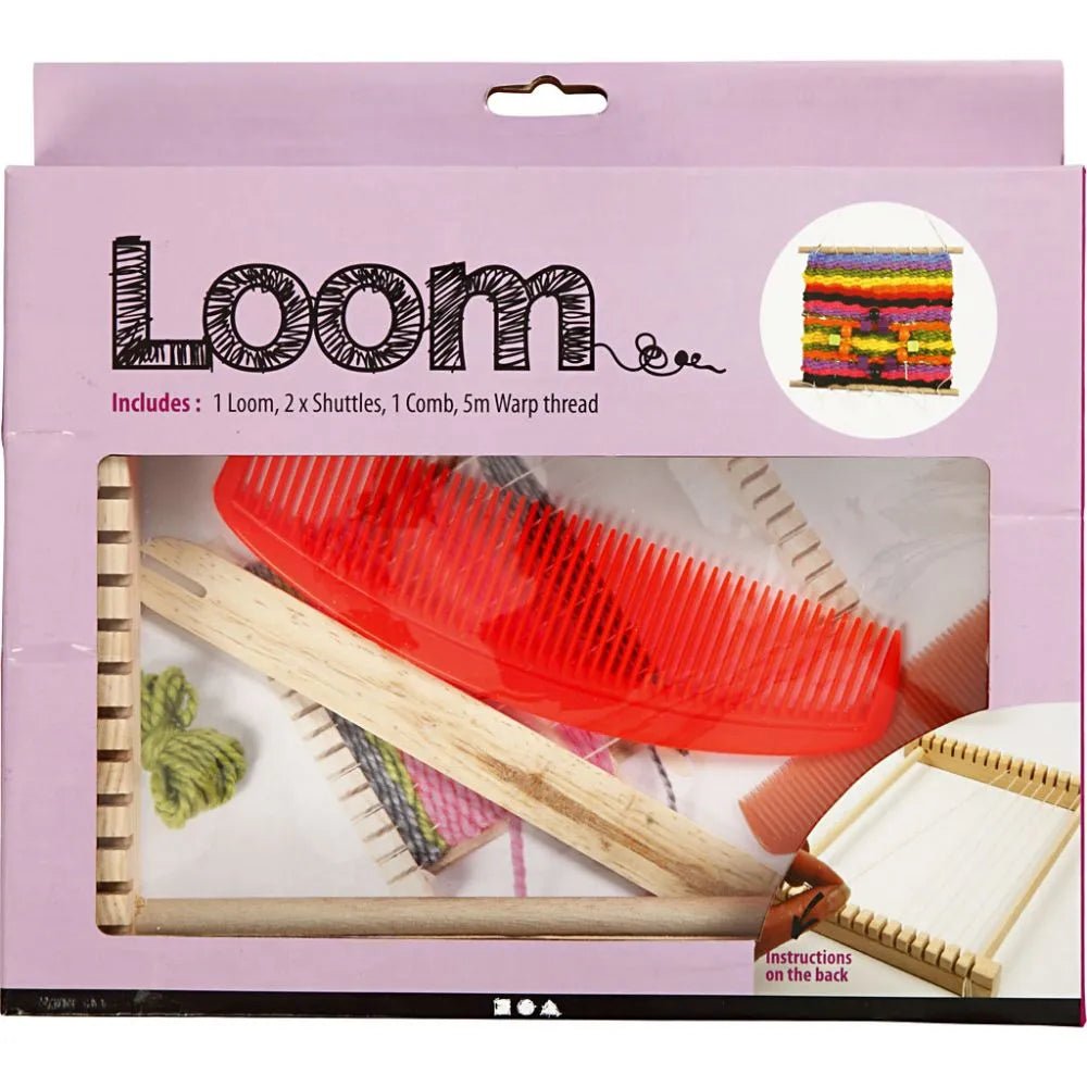 Indian Weaving Loom Wooden American 3 Shuttles Easy Kit Instructions 26 x 24 cm