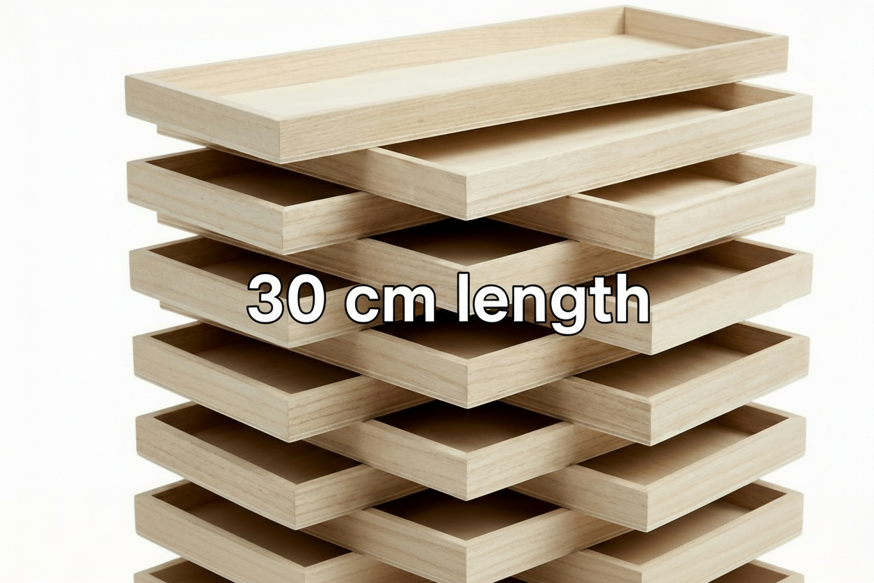 Job Lot Of 20 Wooden Trays Length 30cm Height 1.2cm - HALF PRICE BULK BUNDLE - Home - Crafts