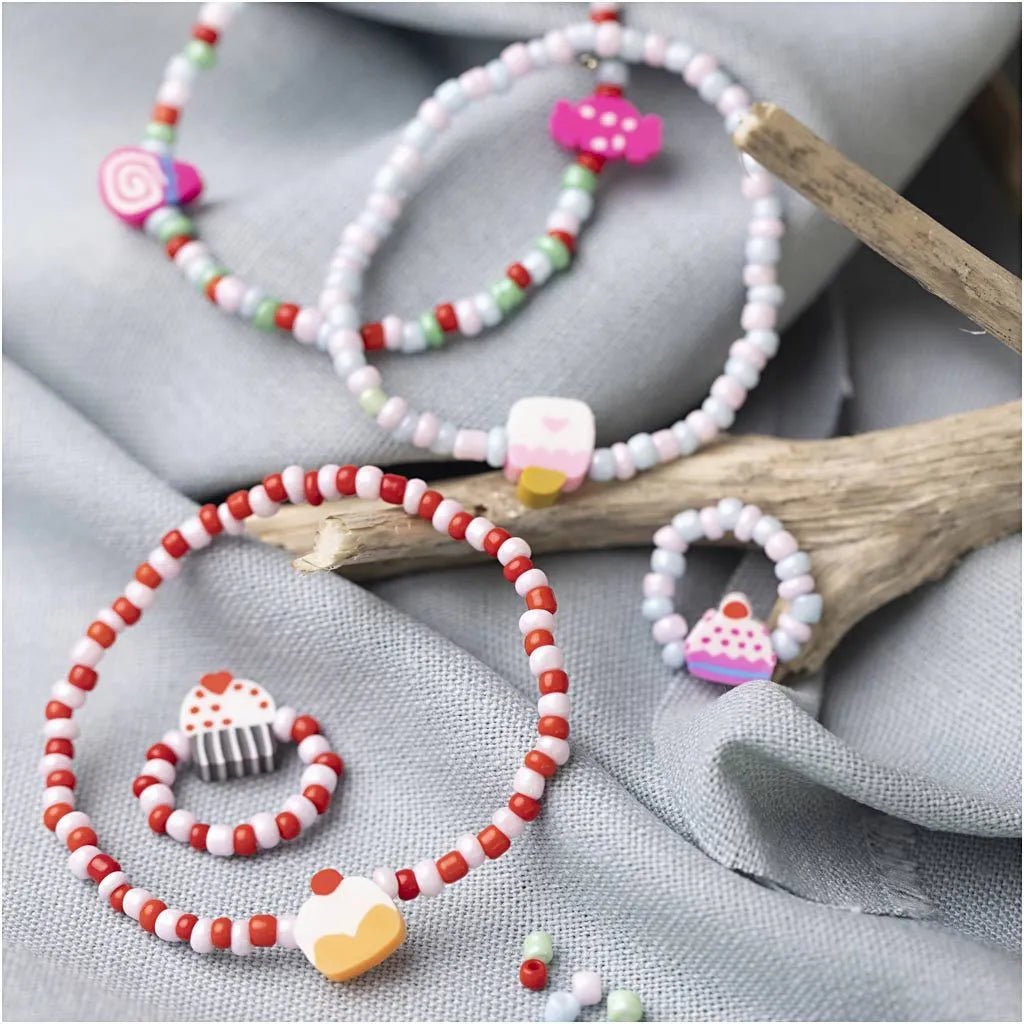 Kid's Elastic Bracelet And Ring Mini Craft Kit Jewellery - All Materials & Instructions Included