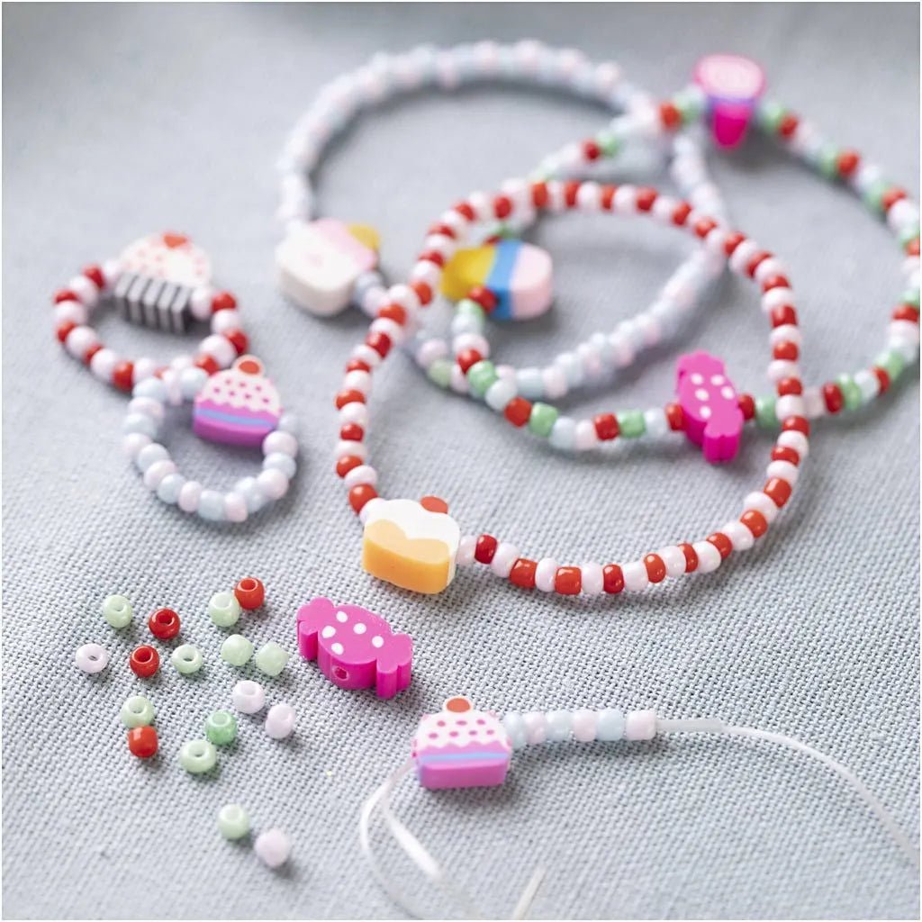 Kid's Elastic Bracelet And Ring Mini Craft Kit Jewellery - All Materials & Instructions Included