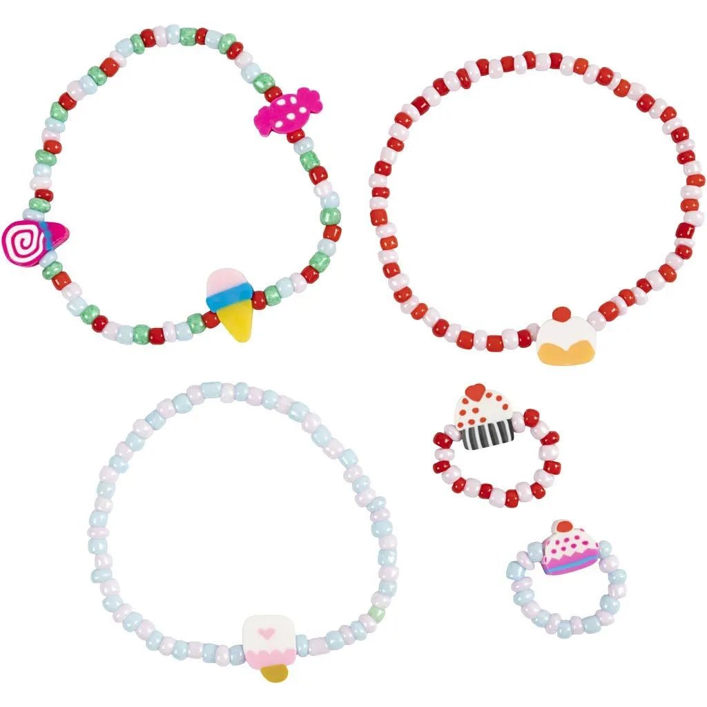 Kid's Elastic Bracelet And Ring Mini Craft Kit Jewellery - All Materials & Instructions Included