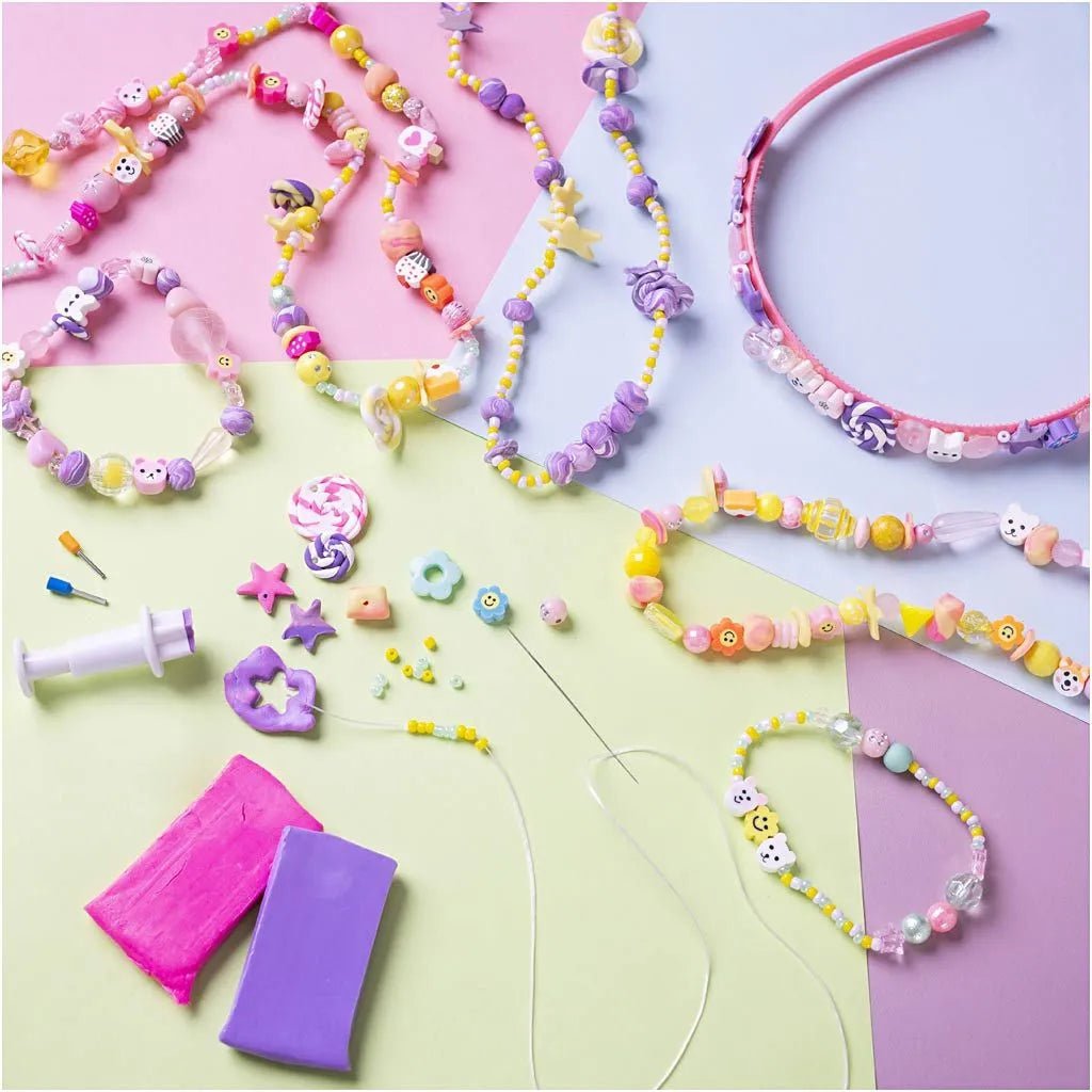 Kid's Jewellery Craft Kit Necklaces Bracelets Headband Assorted Colours - All Materials IncludedCraft supplies