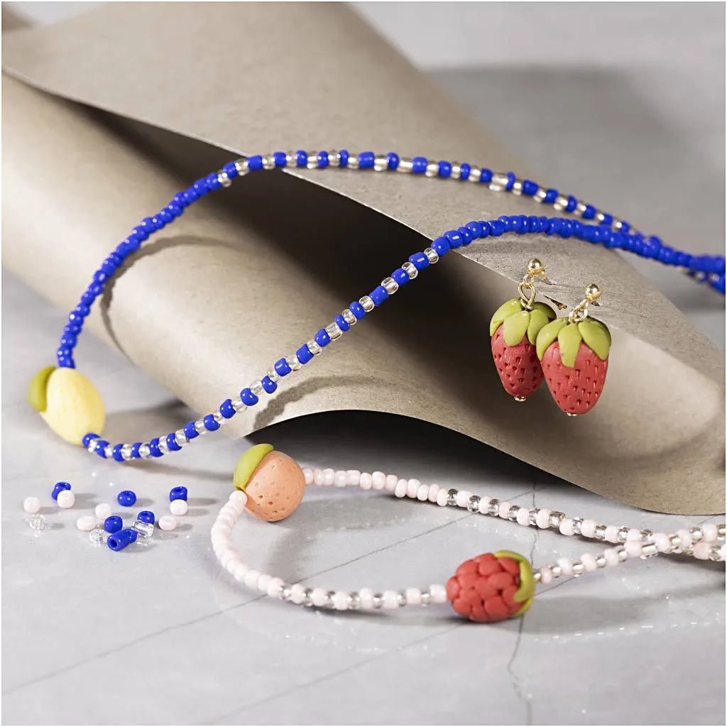Kid's Necklace And Earrings Mini Jewellery Craft Kit Royal Blue - All Materials Included - Home-Crafts