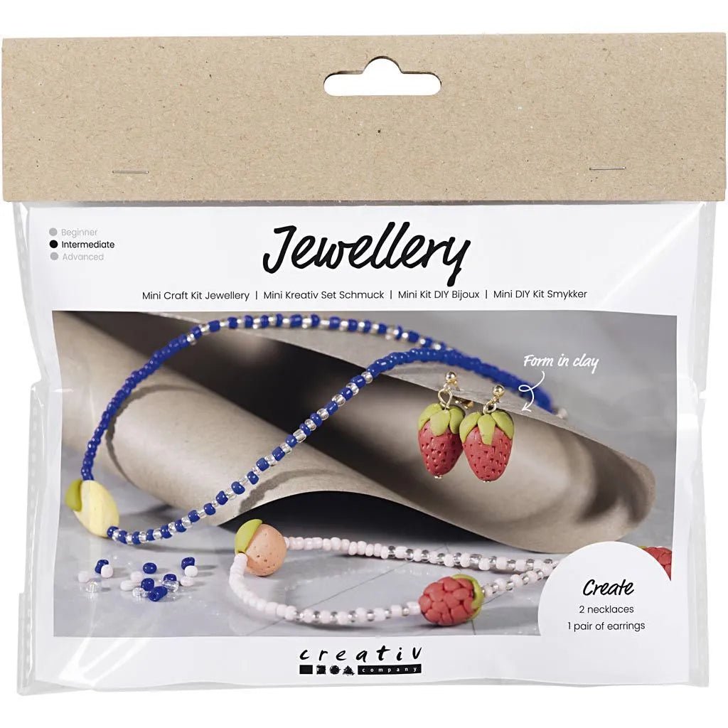 Kid's Necklace And Earrings Mini Jewellery Craft Kit Royal Blue - All Materials Included - Home-Crafts