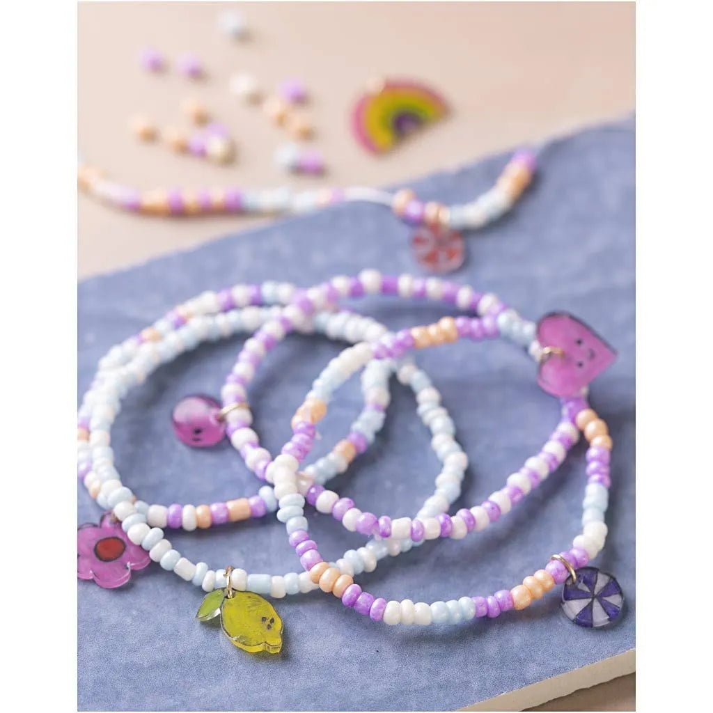 Kid's Shrink Plastic Bracelets Mini Craft Kit Jewellery - All Materials & Instructions Included