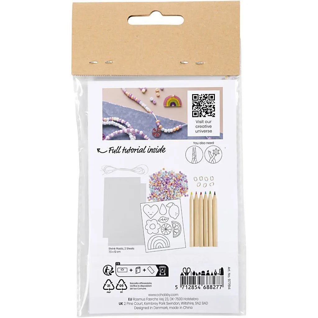 Kid's Shrink Plastic Bracelets Mini Craft Kit Jewellery - All Materials & Instructions Included