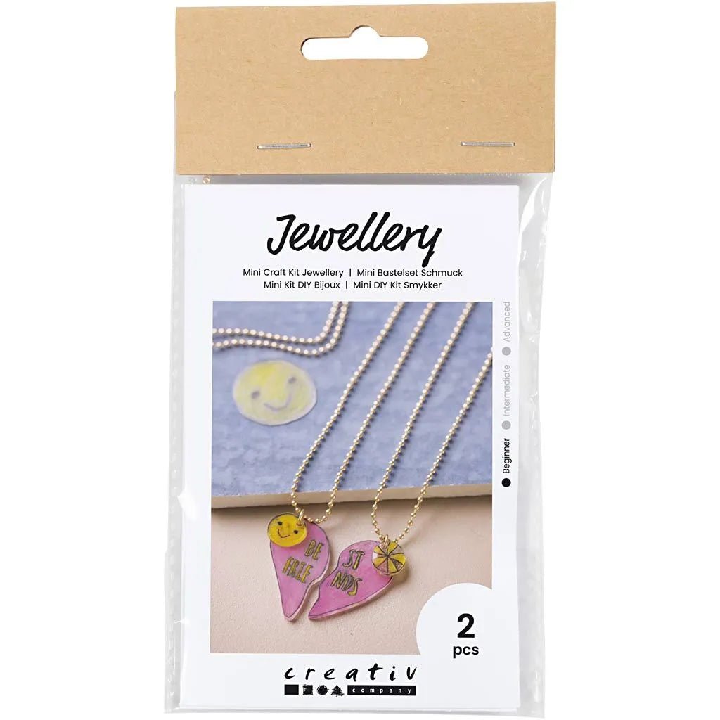 Kid's Shrink Plastic Friendship Necklaces Mini Craft Kit Jewellery - All Materials & Instructions Included
