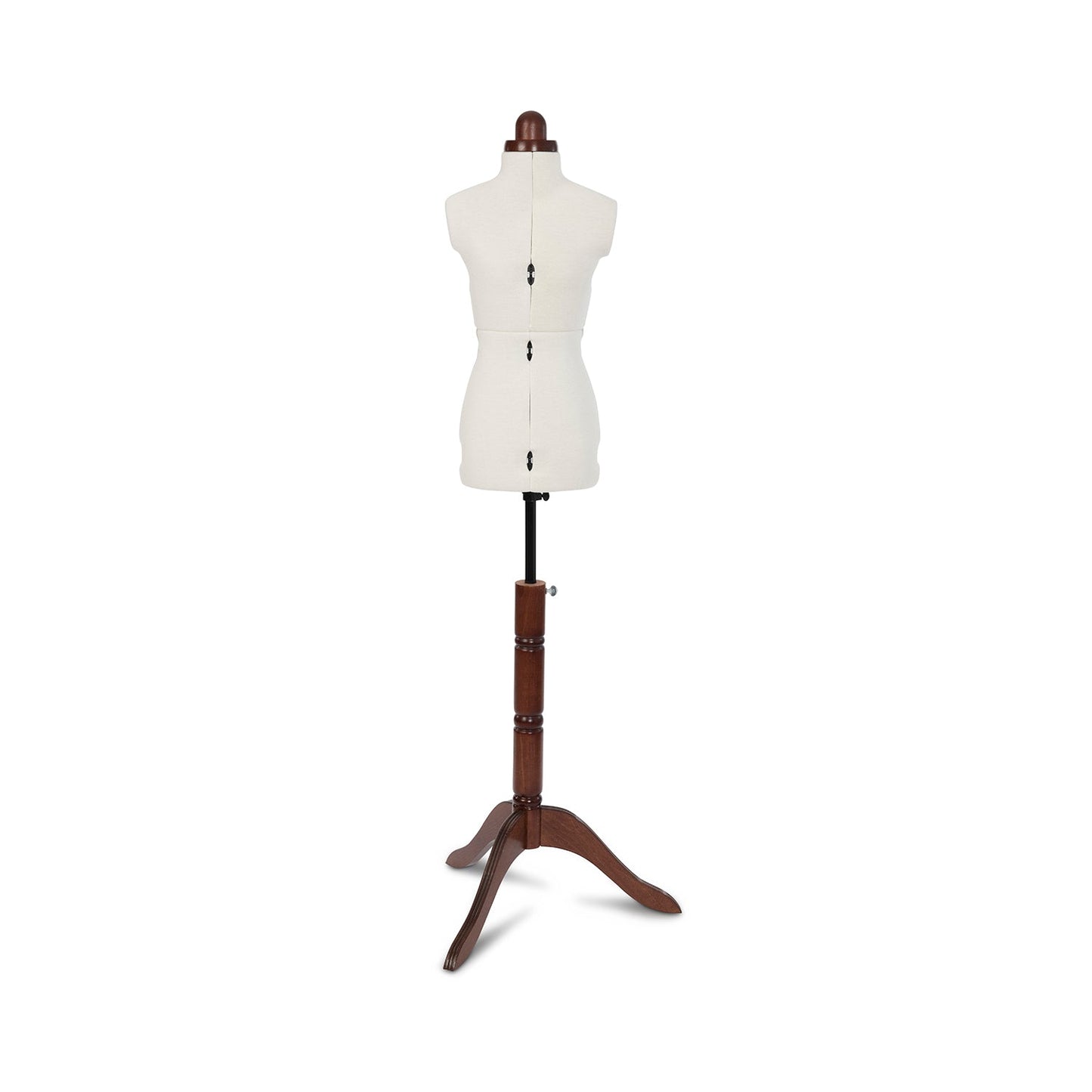 Lady Valet Extra Small Dress Form - Adjustable Mannequin with Vintage Fabric & Walnut Stand - Home - Crafts