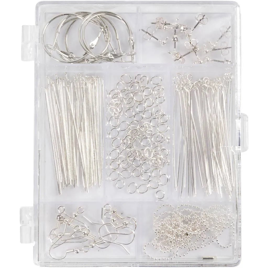 Large Silver-Plated Jewellery Starter Kit – Make Personalized Bracelets Necklaces Earrings
