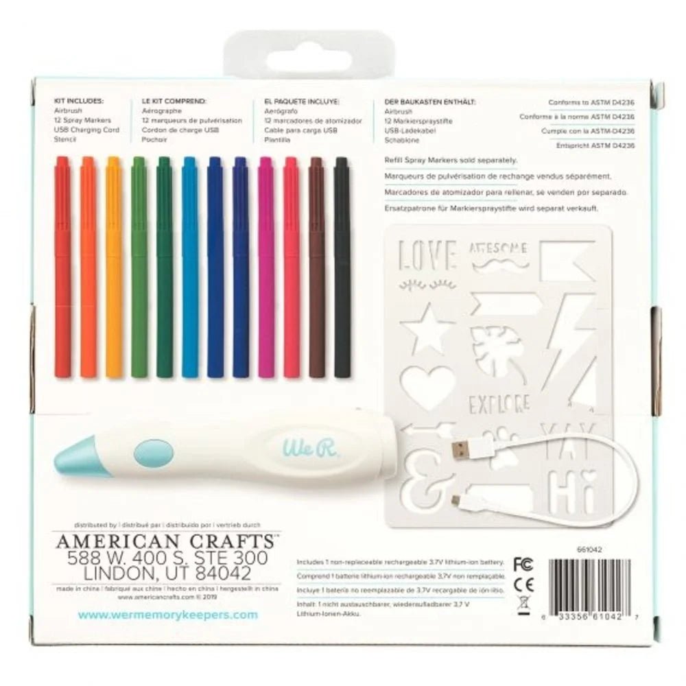 Marker Airbrush Kit 12 Markers Cordless We R Makers Spray Art Masterpieces DIY