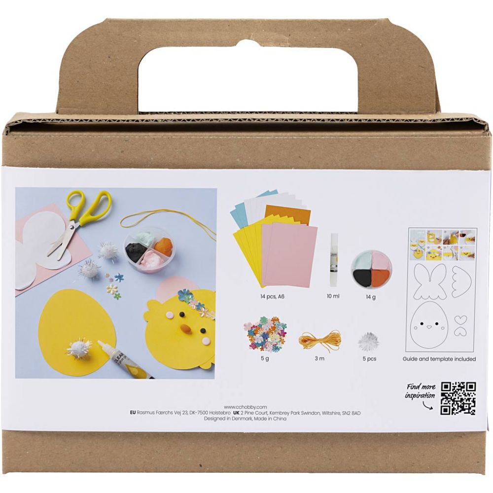 Mini Craft Kit - Paper Decorations - Silk Clay Chicks with Cardboard & Pompoms - Home - Crafts