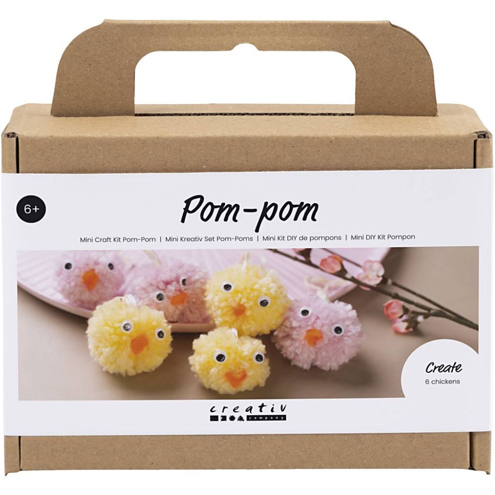 Mini Craft Kit - Pompom Easter Chicks - Yarn Craft Set for Kids - Home - Crafts
