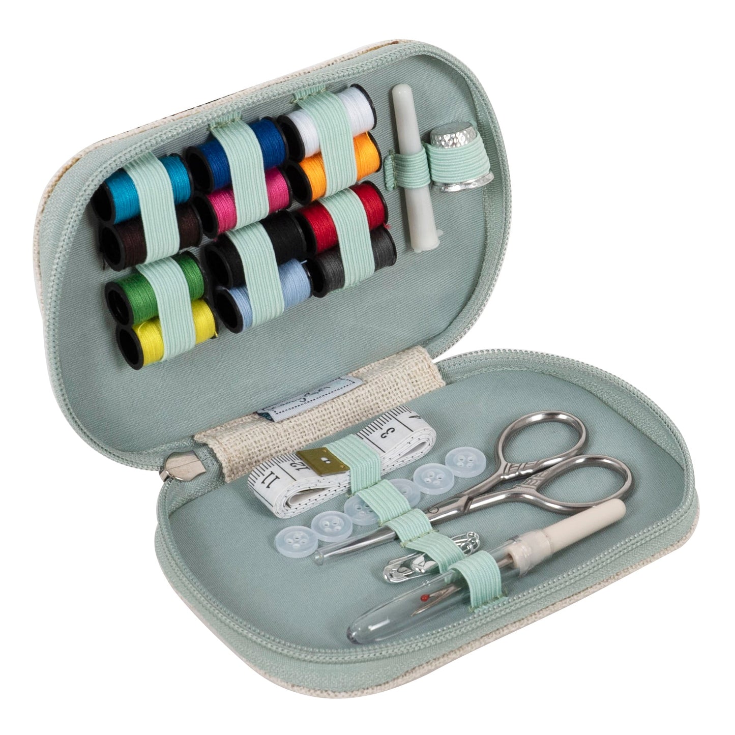 My Sewing Zippered Sewing Kit - Embroidered Cotton Case with 30+ Essentials - Home - Crafts