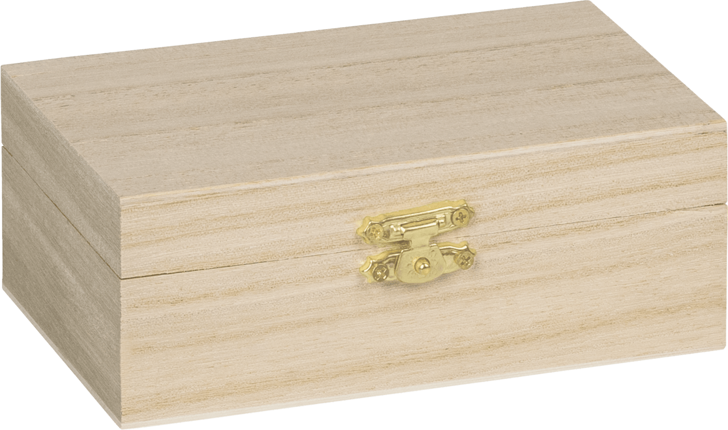 Natural Wooden Box Hinged Lid and Lock 9x14x5.5cm Single Compartment Craft Box
