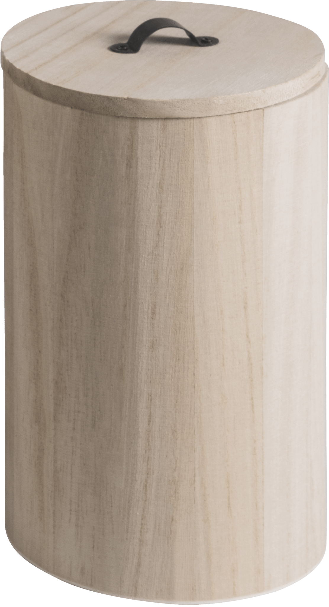 Natural Wooden Cylindrical Box 20cmx12cm Metal Handle Box Craft