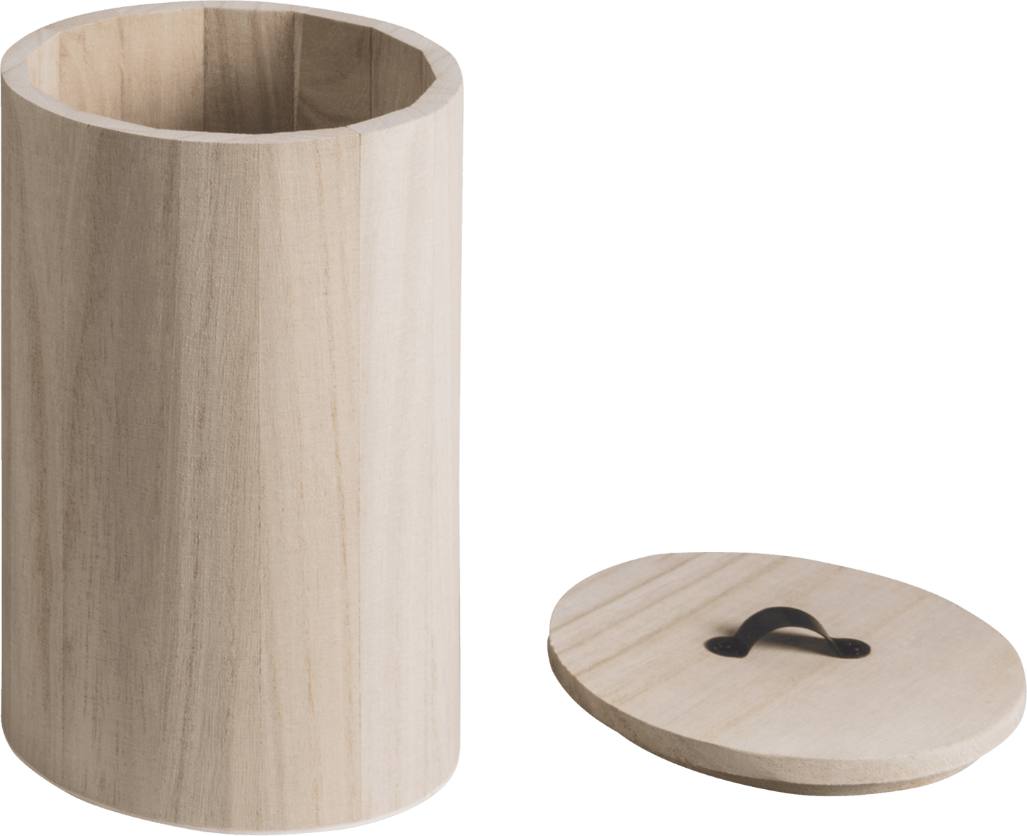 Natural Wooden Cylindrical Box 20cmx12cm Metal Handle Box Craft