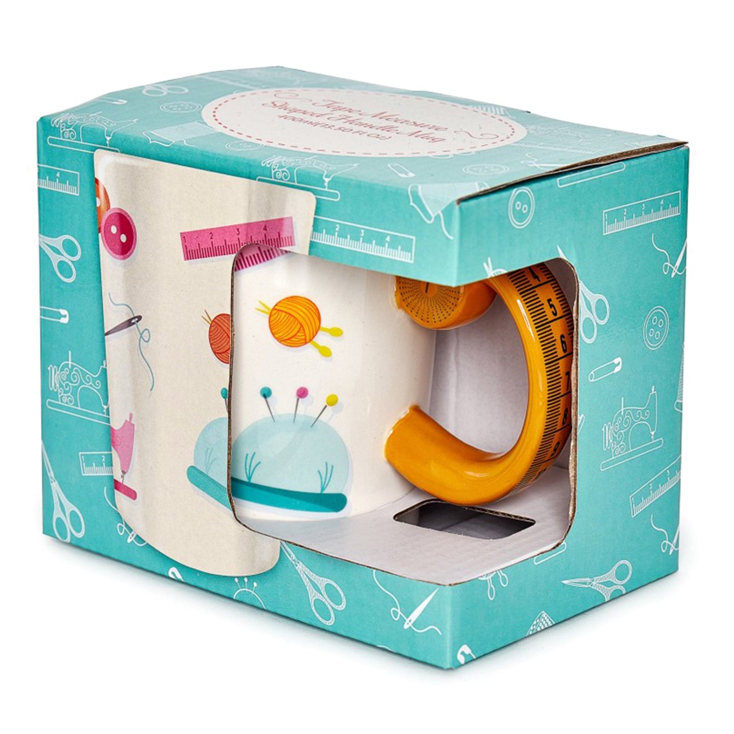 Novelty Tape Measure Mug - 400ml Ceramic - Gift for Sewing & Craft Lovers - Home - Crafts