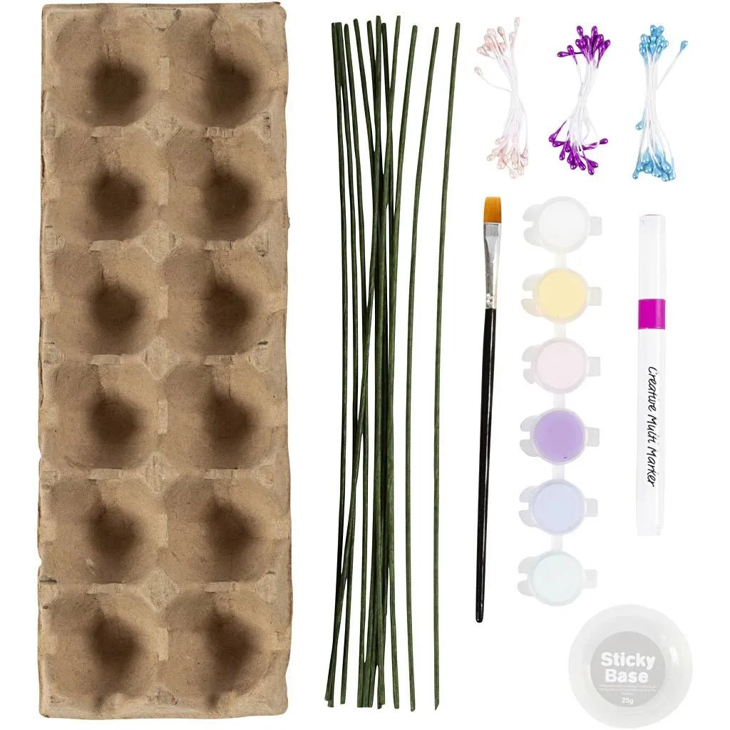 Pastel Egg Carton Handmade Flowers Kit | All Materials & Instructions