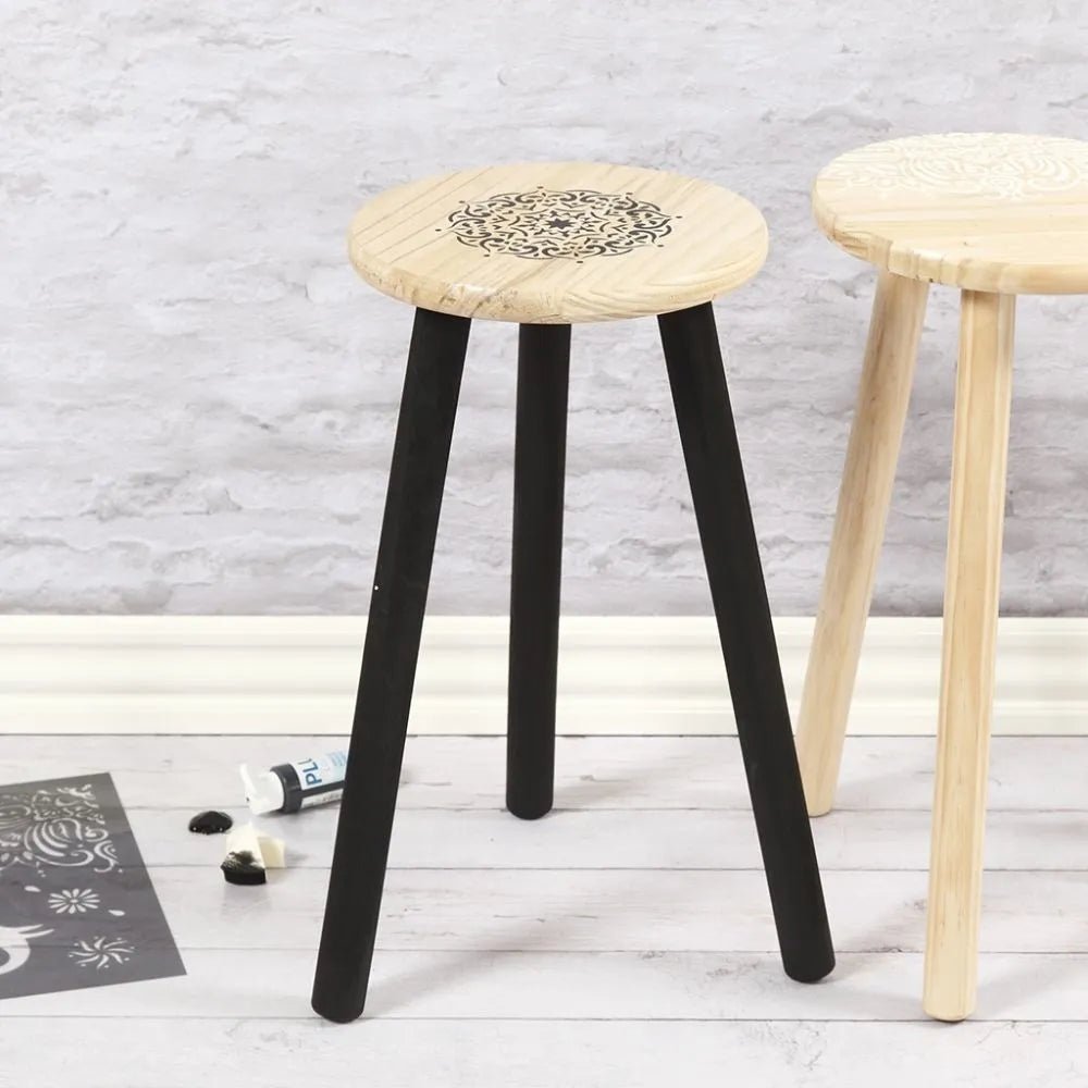 Pine Wood Round Seat Milking Stool With Round Legs Decoration Material Crafts - Home - Crafts
