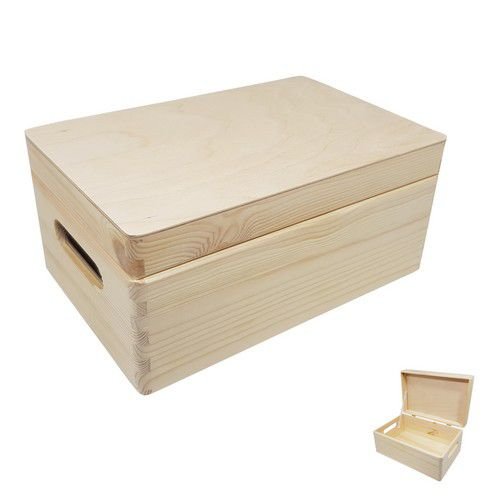 Pine Wooden Storage Box with Lid 30x20x13cm Treasure Chest Paint Decorate Crafts SALE - Home - Crafts
