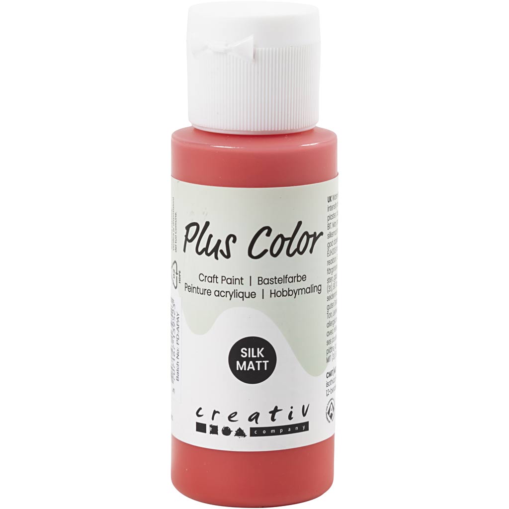 Plus Color Craft Paint 60ml Bottle Crimson Red Water Based Acrylic - Home-Crafts