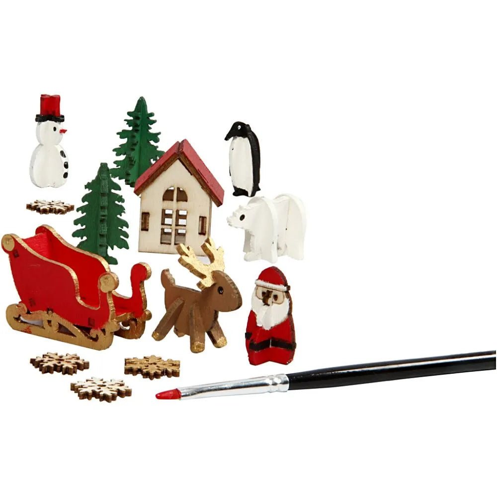Plywood Christmas Self Assembly Figures With Foot 15.5cmx17.5cm Decoration Craft