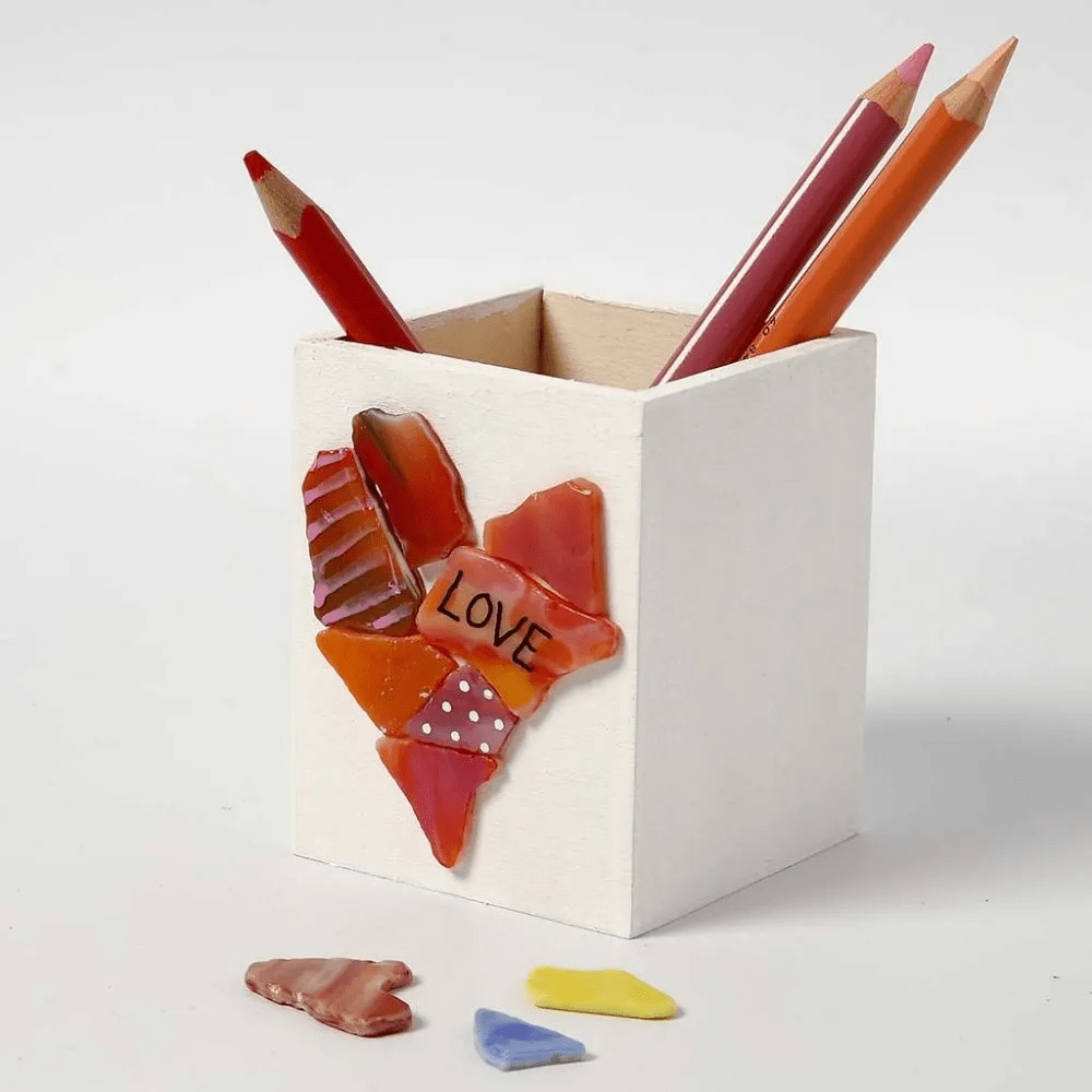 Plywood Wooden Box Square Pencil Pen Holder Stationery Decoration Crafts 7.5x7.5x9.5 cm - Home - Crafts