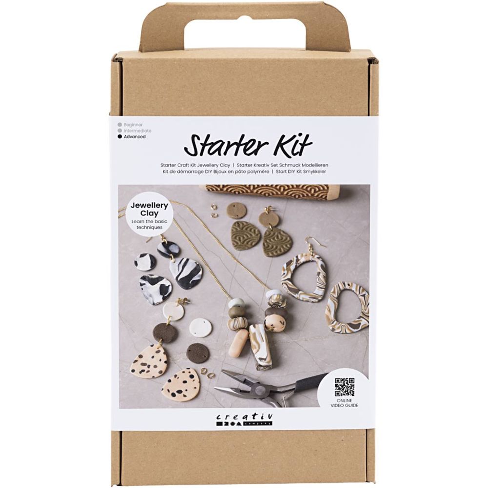 Polymer Clay Jewellery Starter Kit - Complete Set with Tools & Video Tutorials for Earrings & Necklace - Home - Crafts