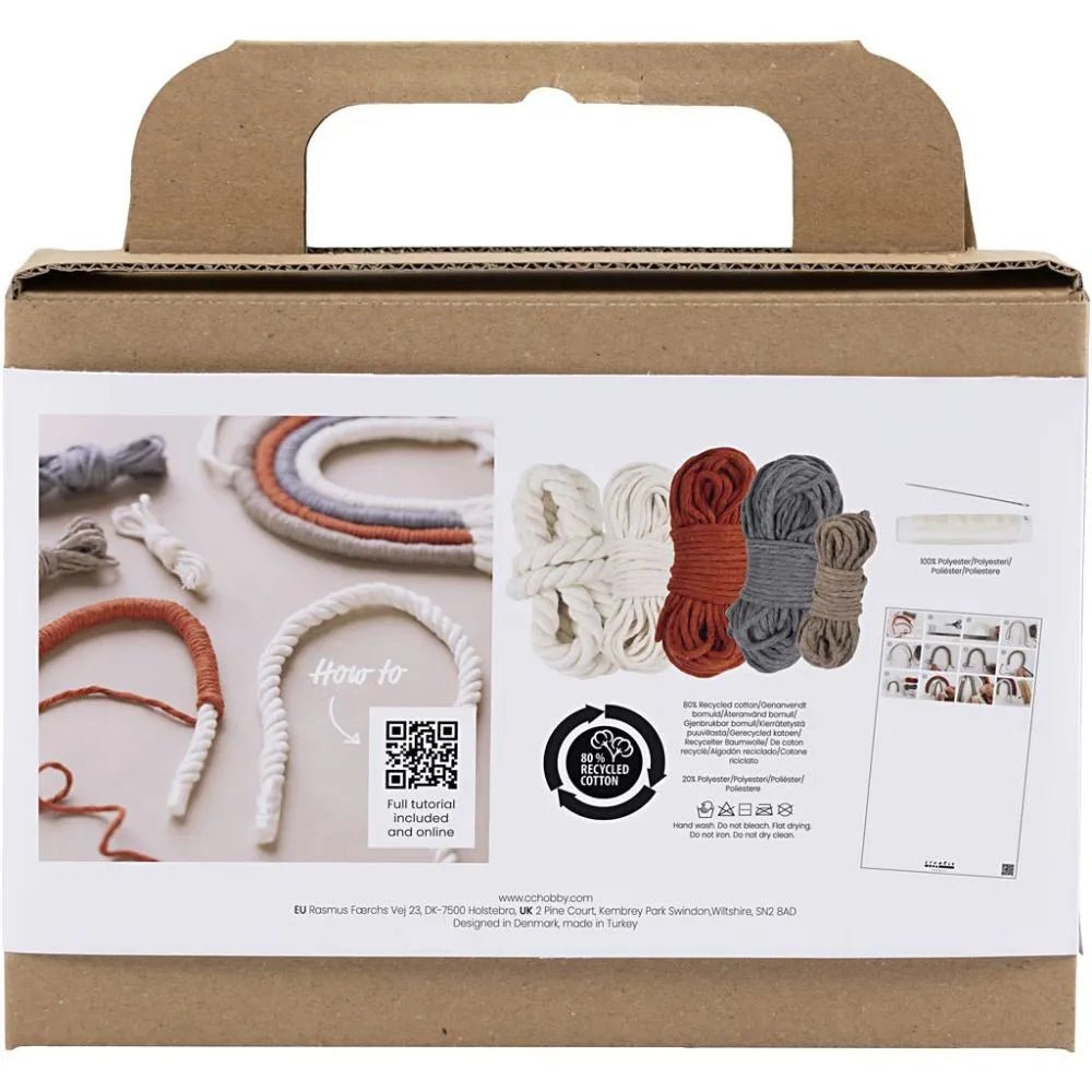 Rainbow Macramé Mini Craft Kit Wood Rings Beads - All Materials Instructions Included