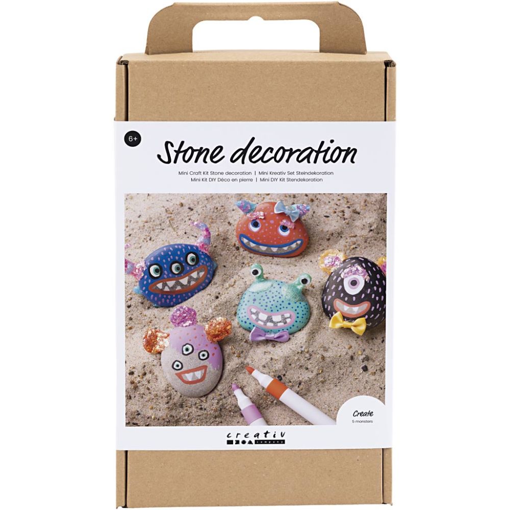 Rock Monster Craft Kit - Create Painted Stone Decorations with Googly Eyes & Glitter Clay - Home - Crafts