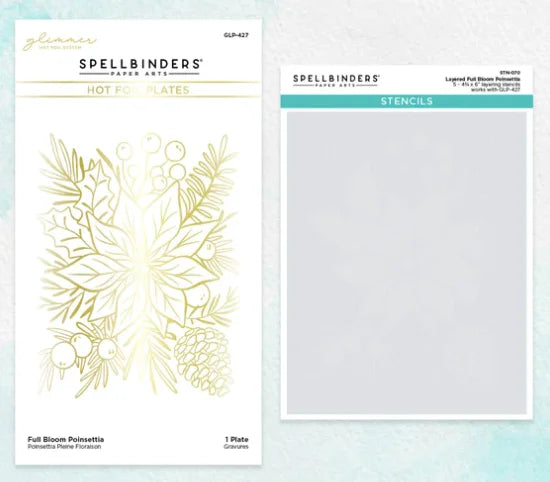 Full Bloom Poinsettia Die and Stencil Bundle Glimmer Hot Foil Plates
