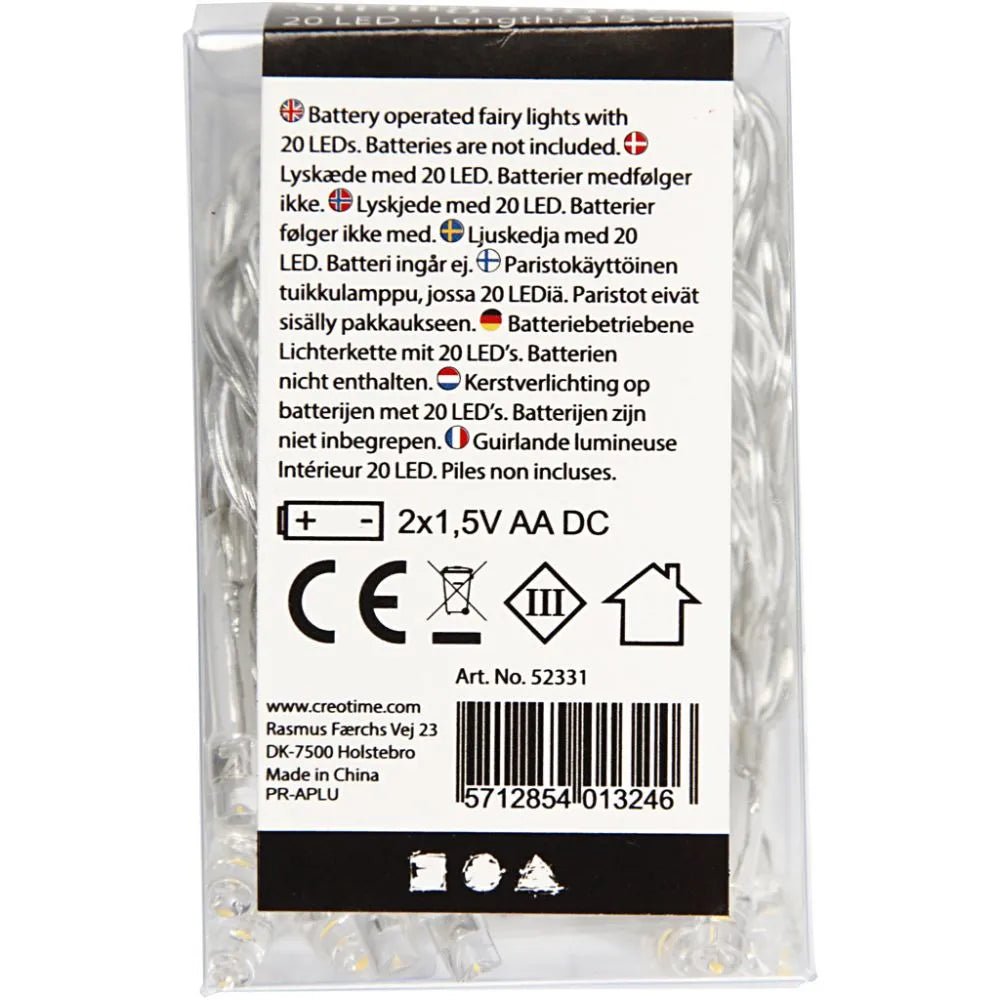 Small LED Lights String Battery Operated Silver Gold Transparent Christmas Deco