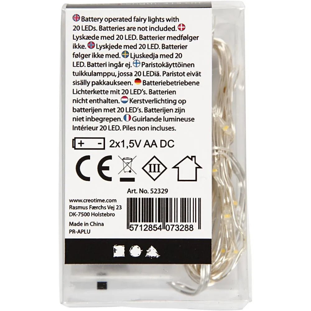 Small LED Lights String Battery Operated Silver Gold Transparent Christmas Deco