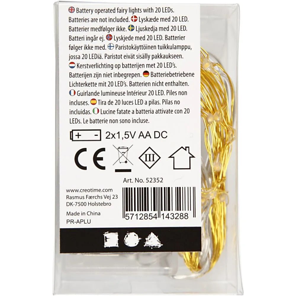 Small LED Lights String Battery Operated Silver Gold Transparent Christmas Deco