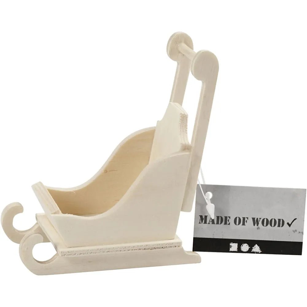 Small Plywood Finished Sleigh With Handle For Christmas Hanging Decorations 9 cm